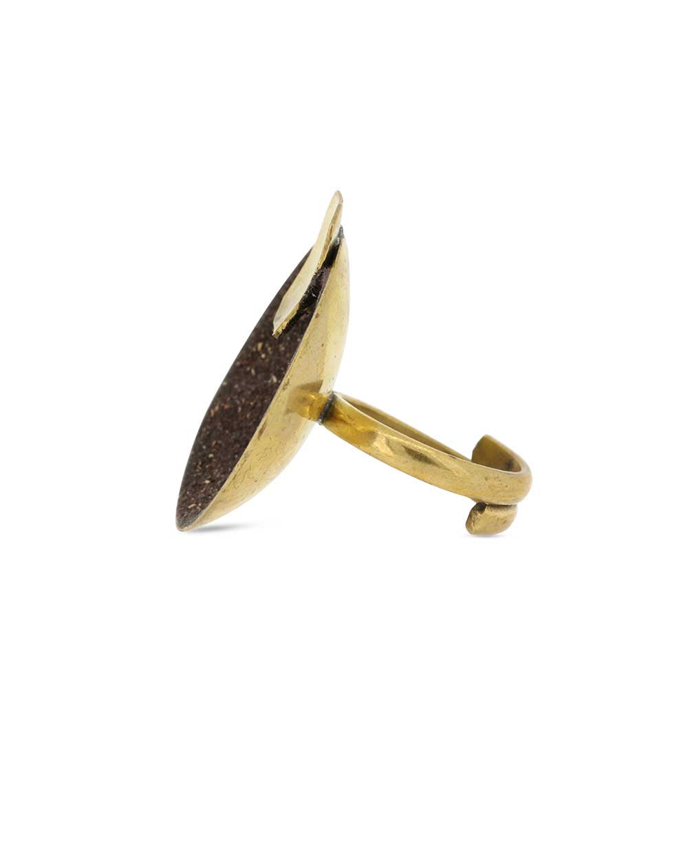 Handcrafted brass adjustable ring with textured finish