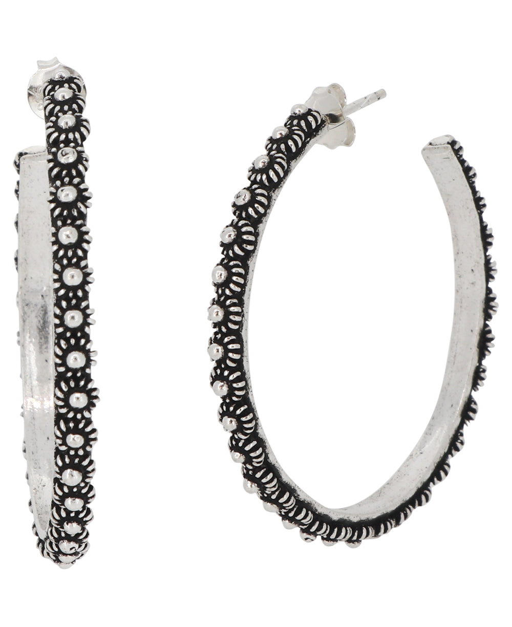 Hill tribe silver hoop earrings, cultural elements