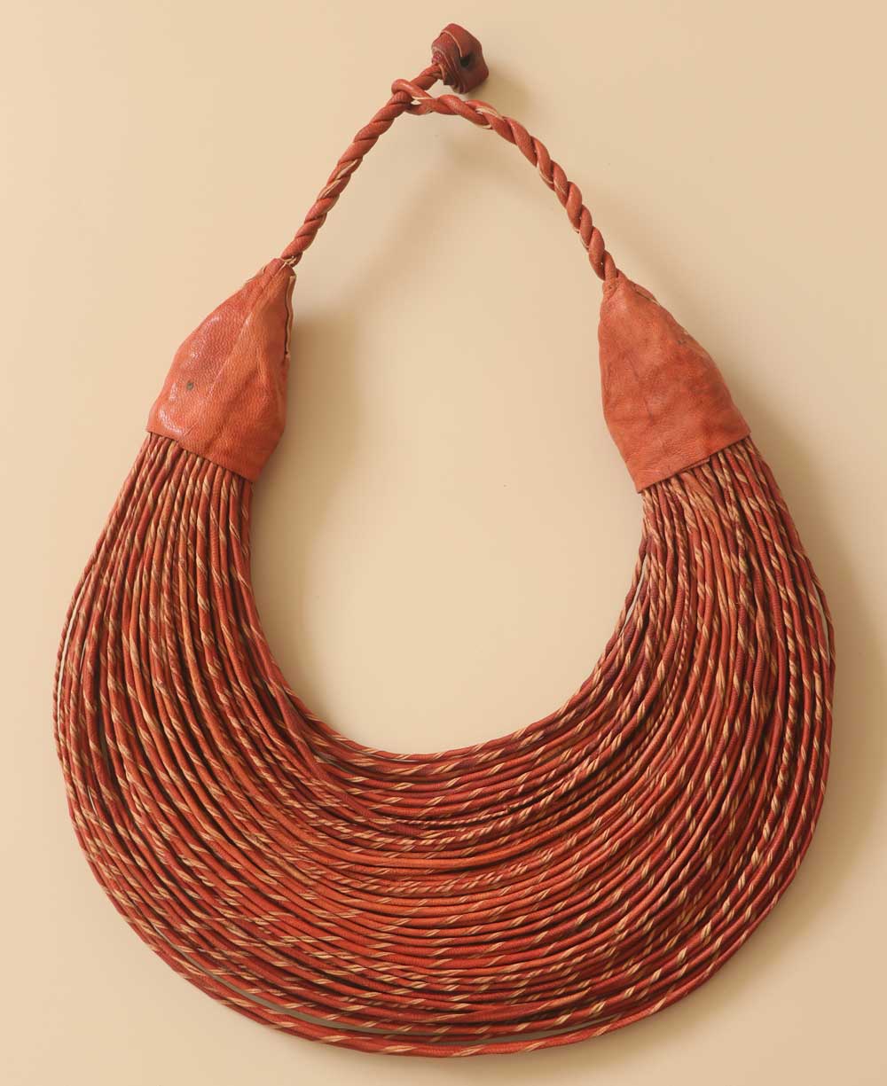 Handcrafted twisted leather cord necklace from Ghana