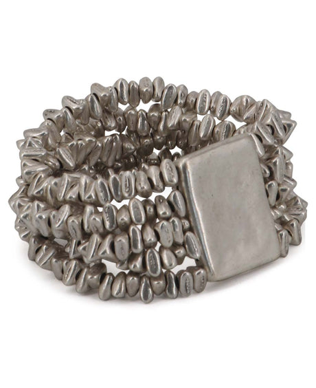 Organic Shaped Pewter Bead Bracelet