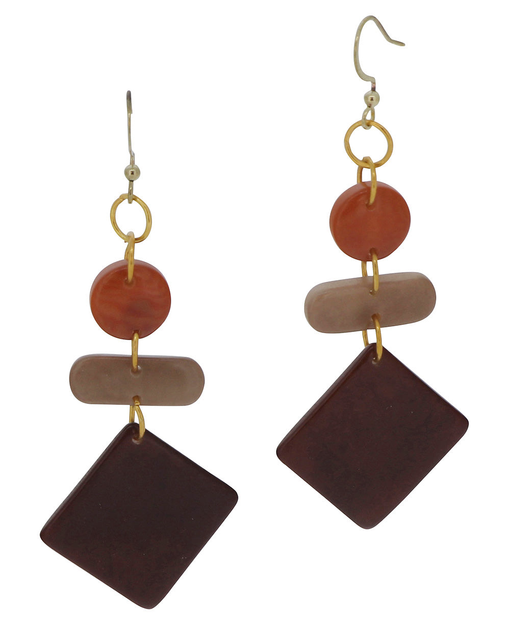 Geometric Tagua Nut Earrings