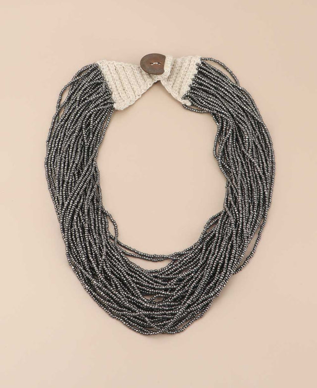 grey-silver bead necklace