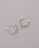 Sterling silver filigree hoop earrings