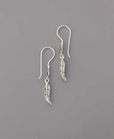 Sterling silver feather dangle earrings