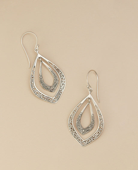 Double teardrop sterling silver earrings