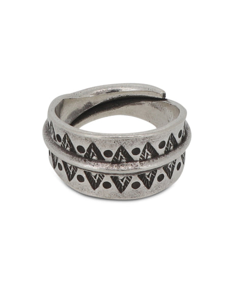 Close-up of Distinctive Tribal Etchings on Hilltribe Silver Circular Band