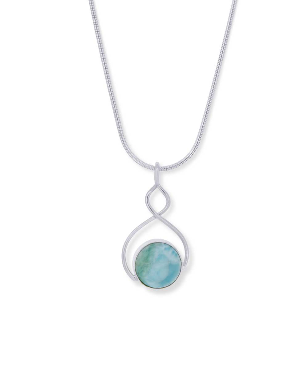 Minimalist silver larimar pendant