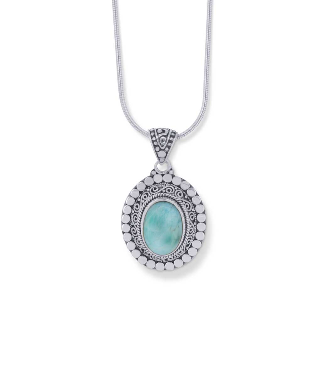 Handmade larimar pendant from Bali