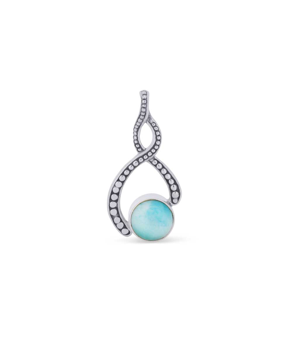 Asymmetric twist larimar pendant