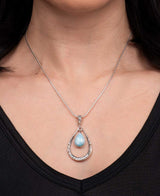 Teardrop floral larimar pendant