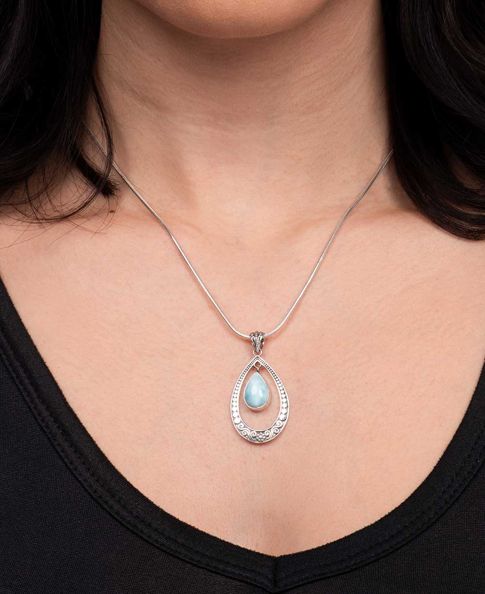 Swaying larimar pendant