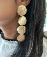 Gold-plated circular disc earrings