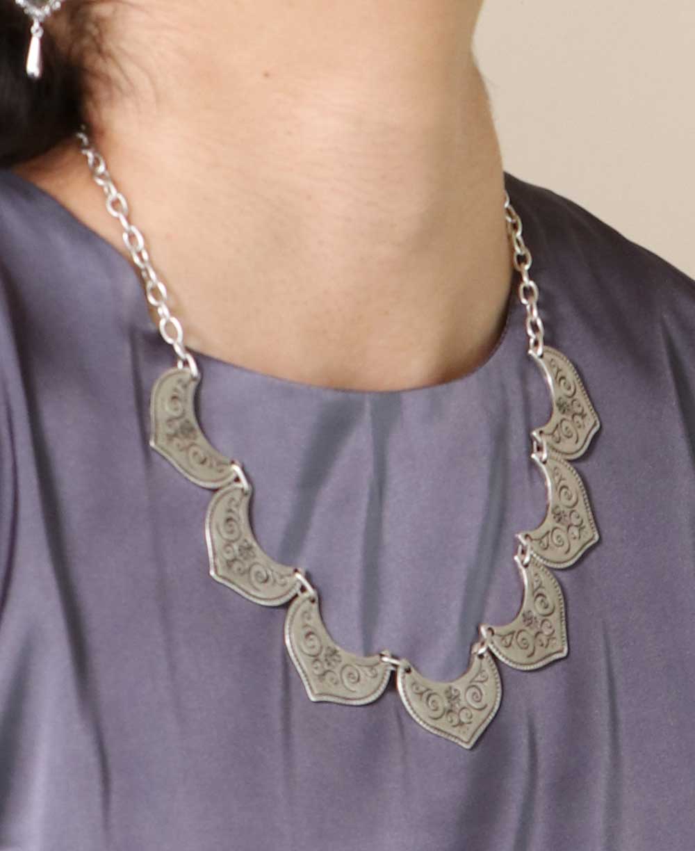 Lotus Petal Link Statement Necklace