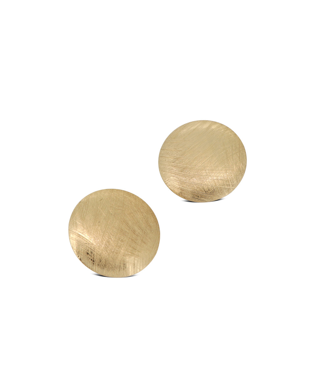 Gold-plated circular disc earrings Single disc