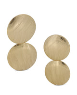 Gold-plated circular disc earrings - two discs dangle