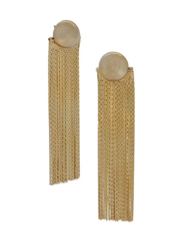 Versatile round stud and tassel earrings