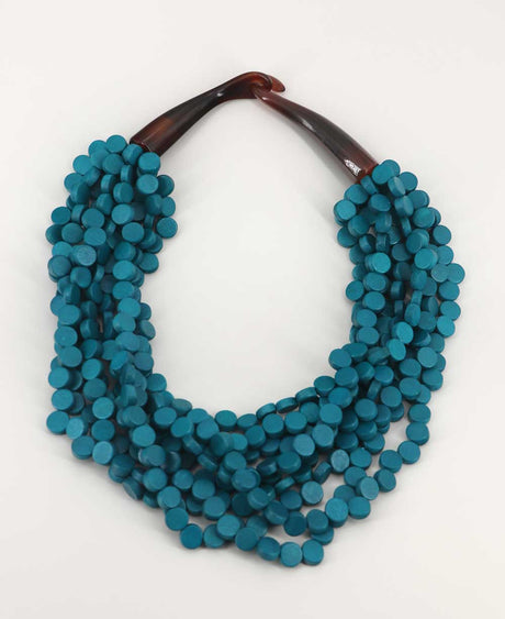 teal twist wood necklace