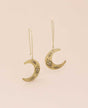 Close-up of Heart and Floral Engraved Moon Crescent Earrings