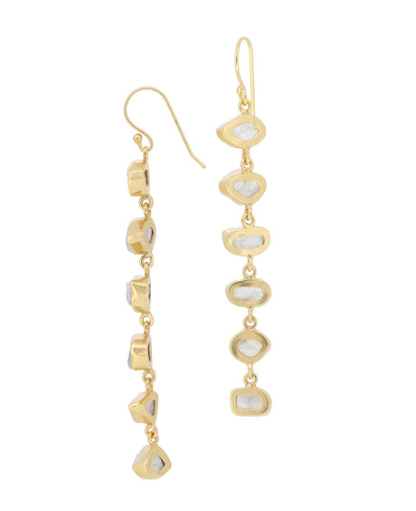 Gold Plated Brass Moonstone Earrings