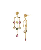 Gold plated brass tourmaline drop earrings