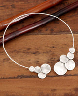 Pewter Collar Bone Necklace with Stacked Discs