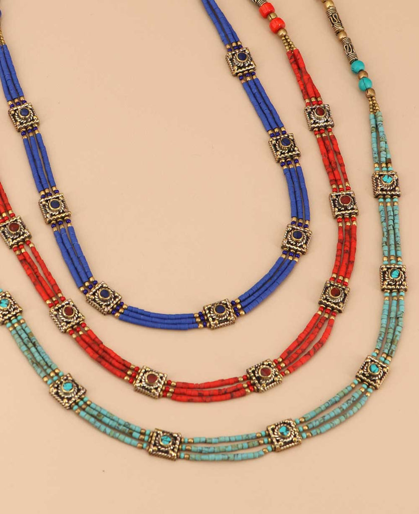 Authentic Tibetan Blue Clay Bead Necklace  Handmade Ethnic Jewelry from  Nepal – Cultural Elements