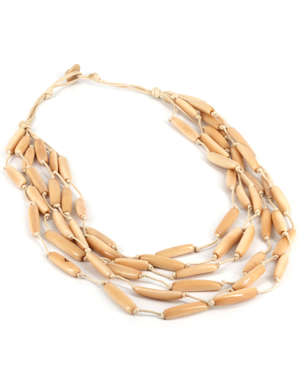 Beige tone Tagua tube necklace