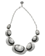 Abstract layered pewter disc necklace