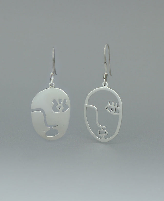 Sterling Silver Picasso Face Cut out earrings