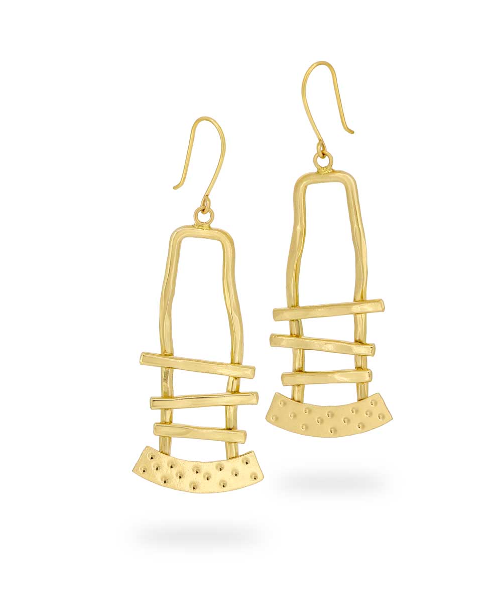 Modern brass earrings with abstract design