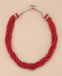 Six-strand red bead necklace