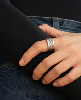 Unisex Sterling Silver Ring with Triangular Tribal Etchings