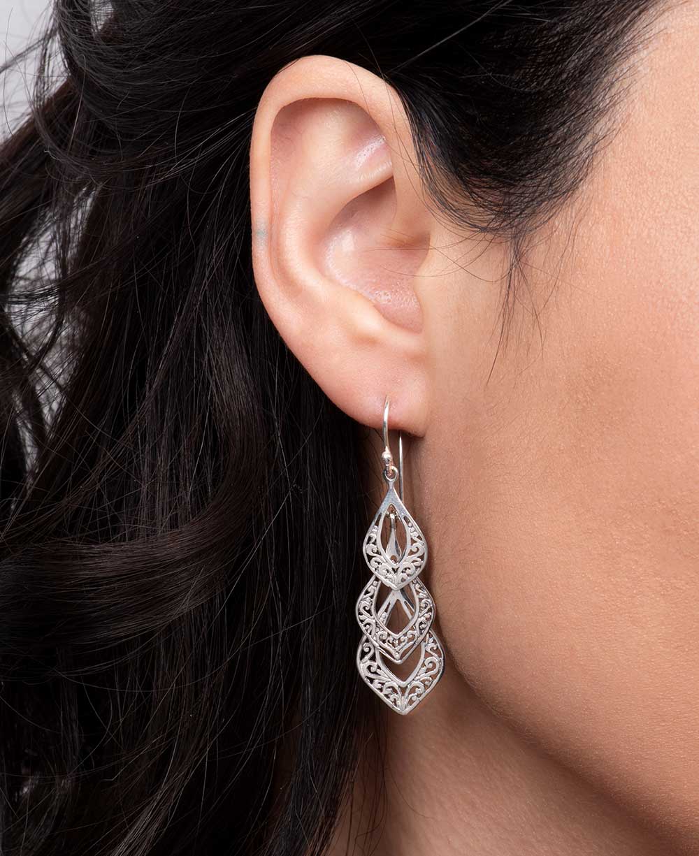 Filigree teardrop dangle earrings