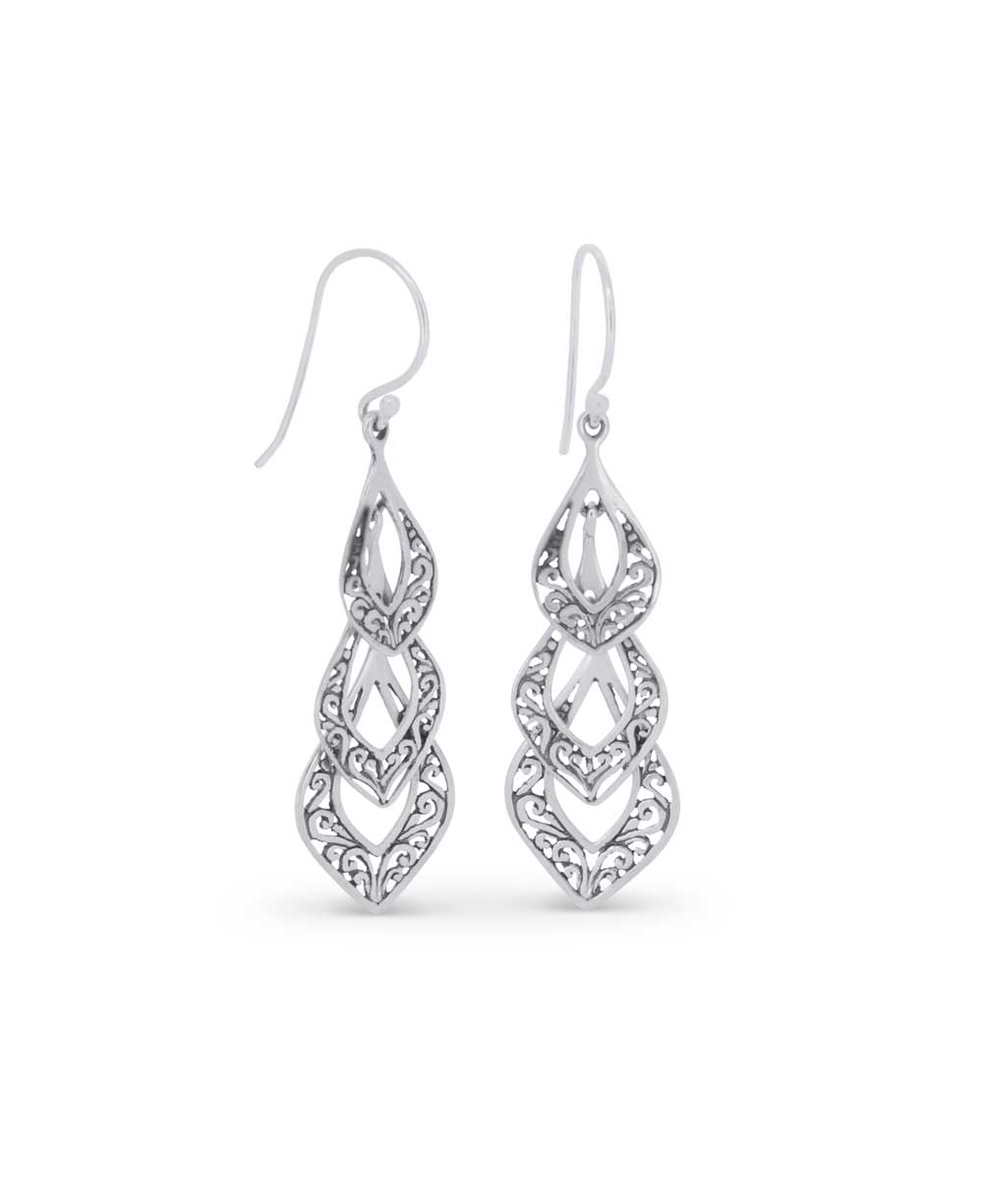 Sterling silver cascading teardrop earrings