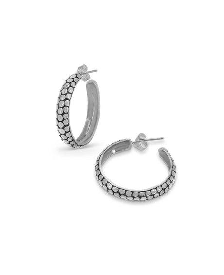 Sterling silver hoop earrings with circumference discs