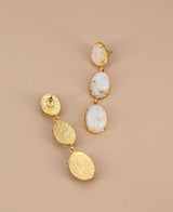 Gold plated dangling moonstone earrings