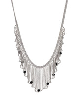 Hill-Tribe silver necklace with rhodium plating and delicate fringe design