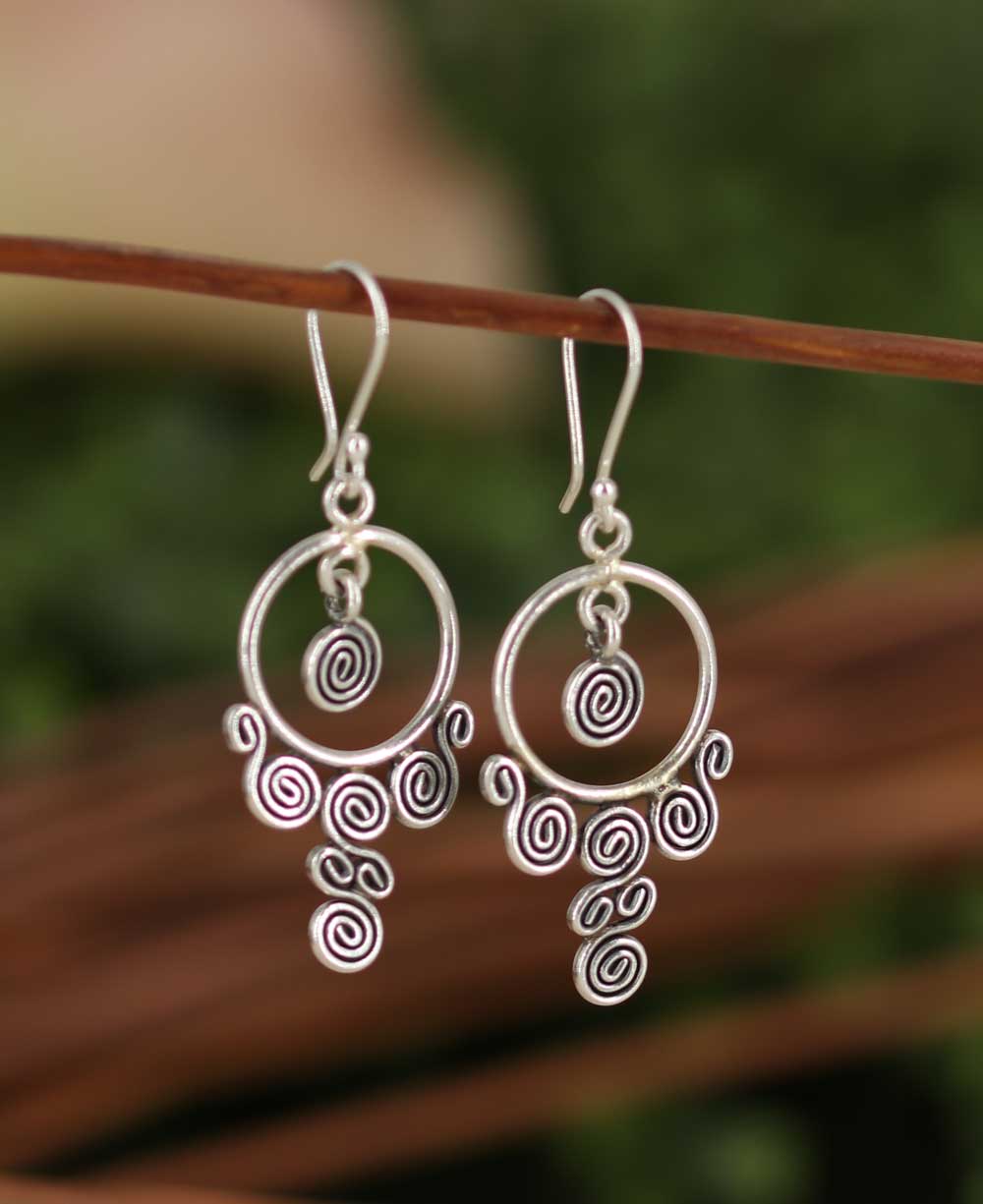 Trickling Swirls Sterling Silver Earrings