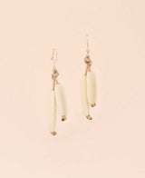 Natural Tagua Bead Tube Earrings