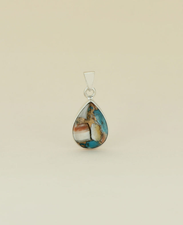 Sterling Silver Pendant with Turquoise Spiny Oyster Stone