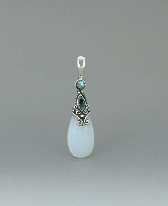 Opalite Blue Topaz Pendant in sterling silver