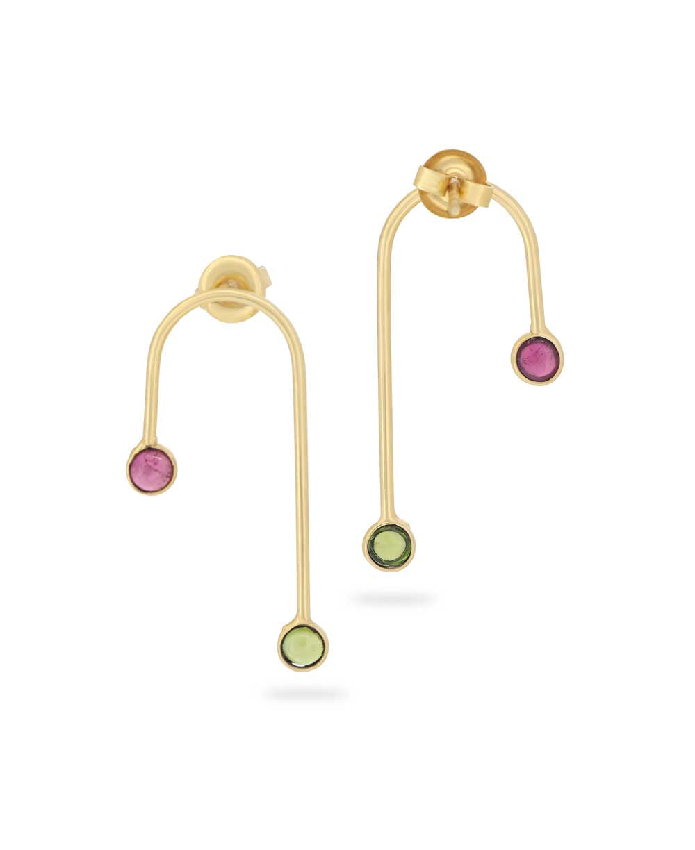 Asymmetric Tourmaline Gemstone Earrings