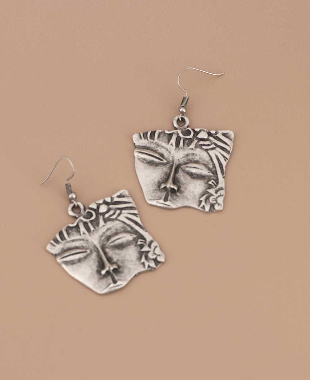 Handcrafted face design earrings