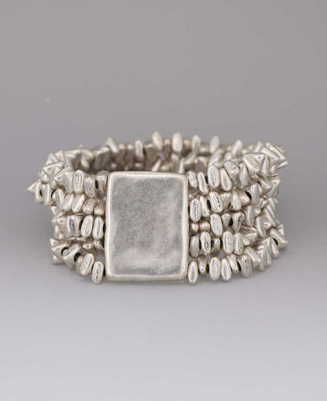 Hypoallergenic Pewter Bead Stretch Bracelet