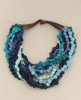 Elegant blue wood necklace