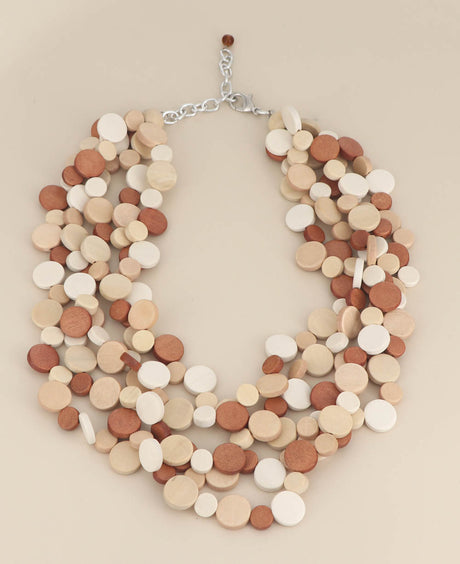 Multi-layer wood disc necklace