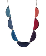 Handcrafted Tagua necklace with multicolor crescent design