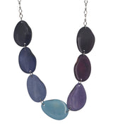 Tagua necklace with blue and purple beads