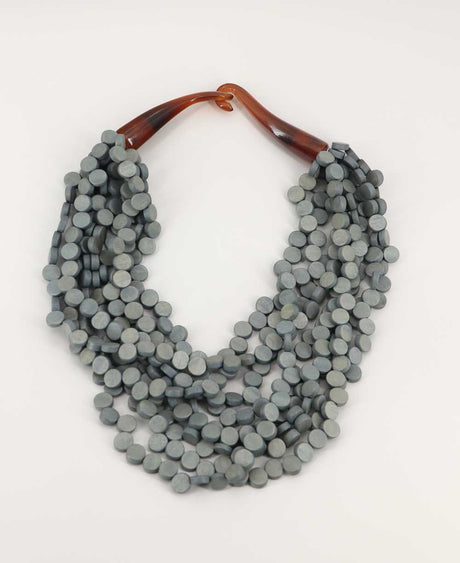 Soothing Grey Twist Wood Necklace