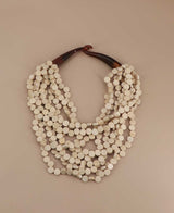 elegant beige wood disc necklace